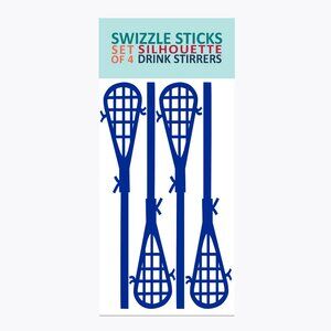 Lacrosse Stick Lax Drink Swizzle Sticks Exclusive Design Set of 4 NEW NWT